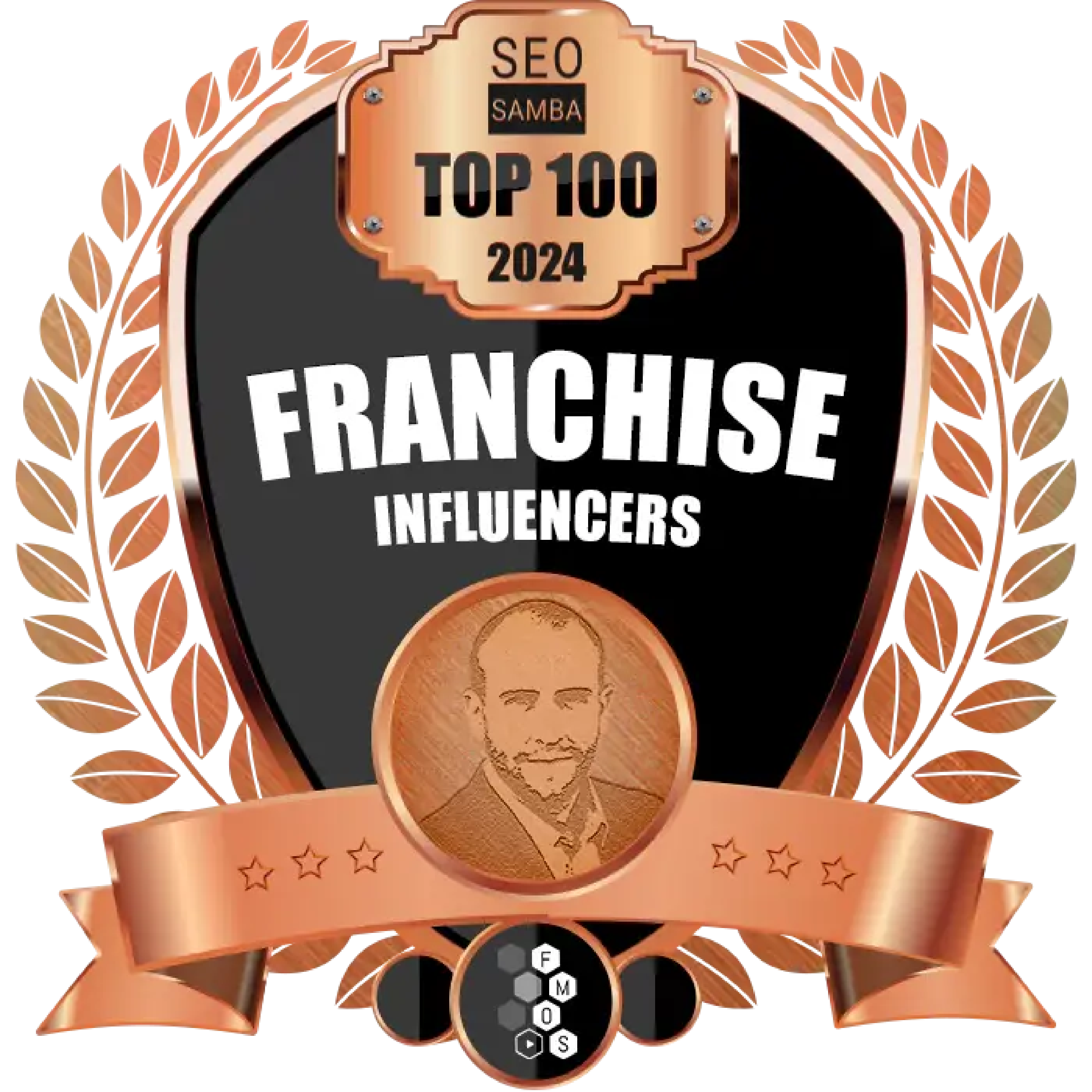 Badge icon showing Michael Reeder as a 2024 Top 100 Franchise Influencer